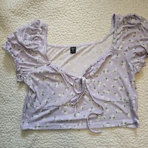 Shein purple flower crop top